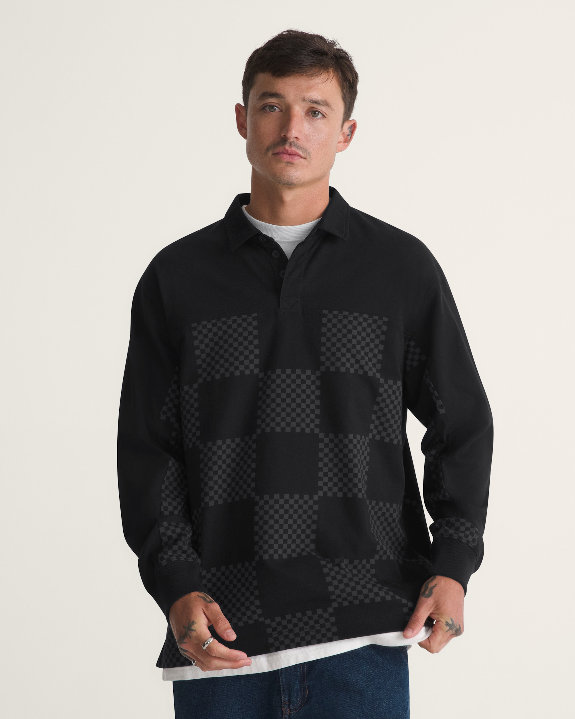 Phil Check Rugby Long Sleeve VANS Black Charcoal ALT2