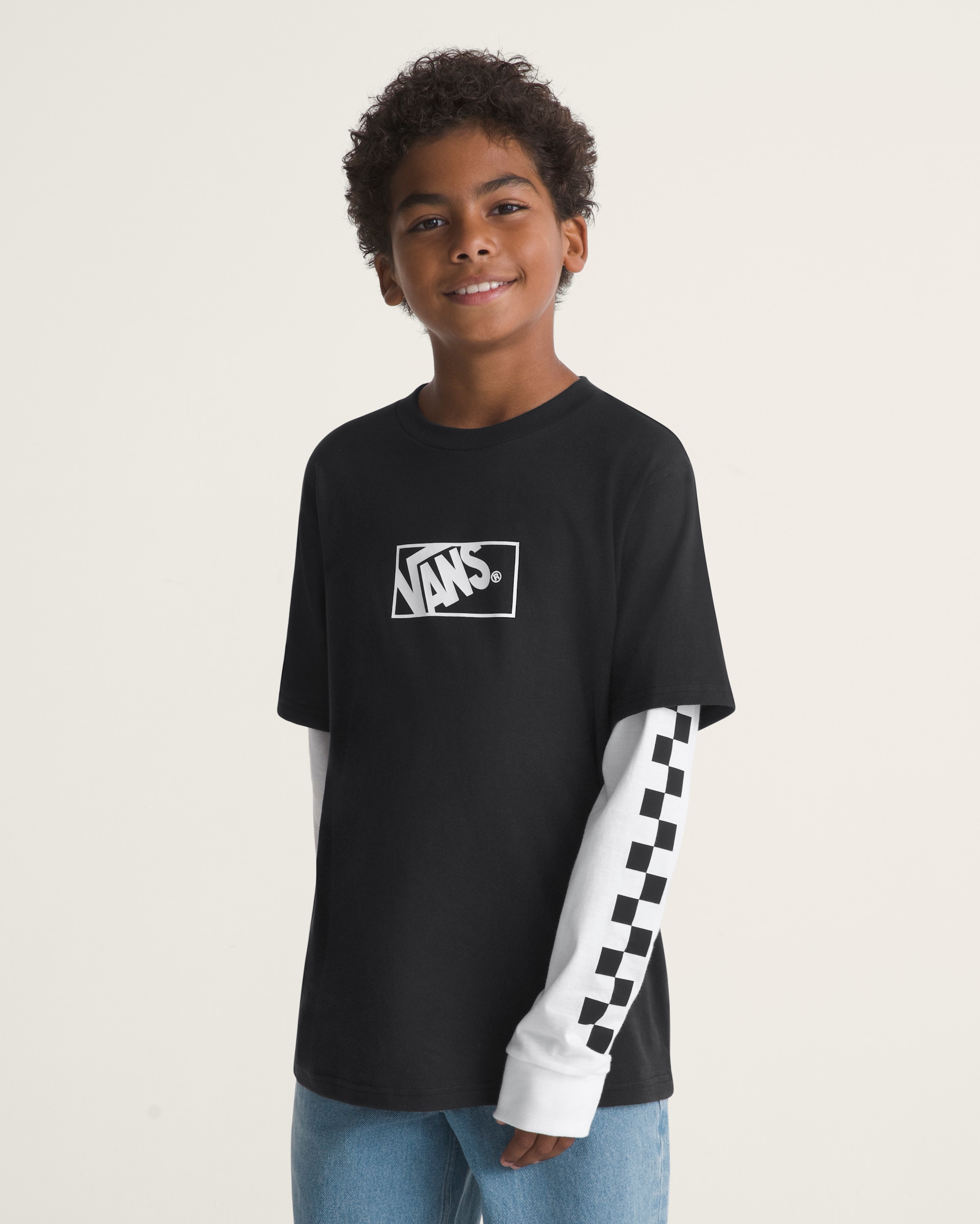 Kids Tilted Twofer Long Sleeve Tee VANS Black ALT2