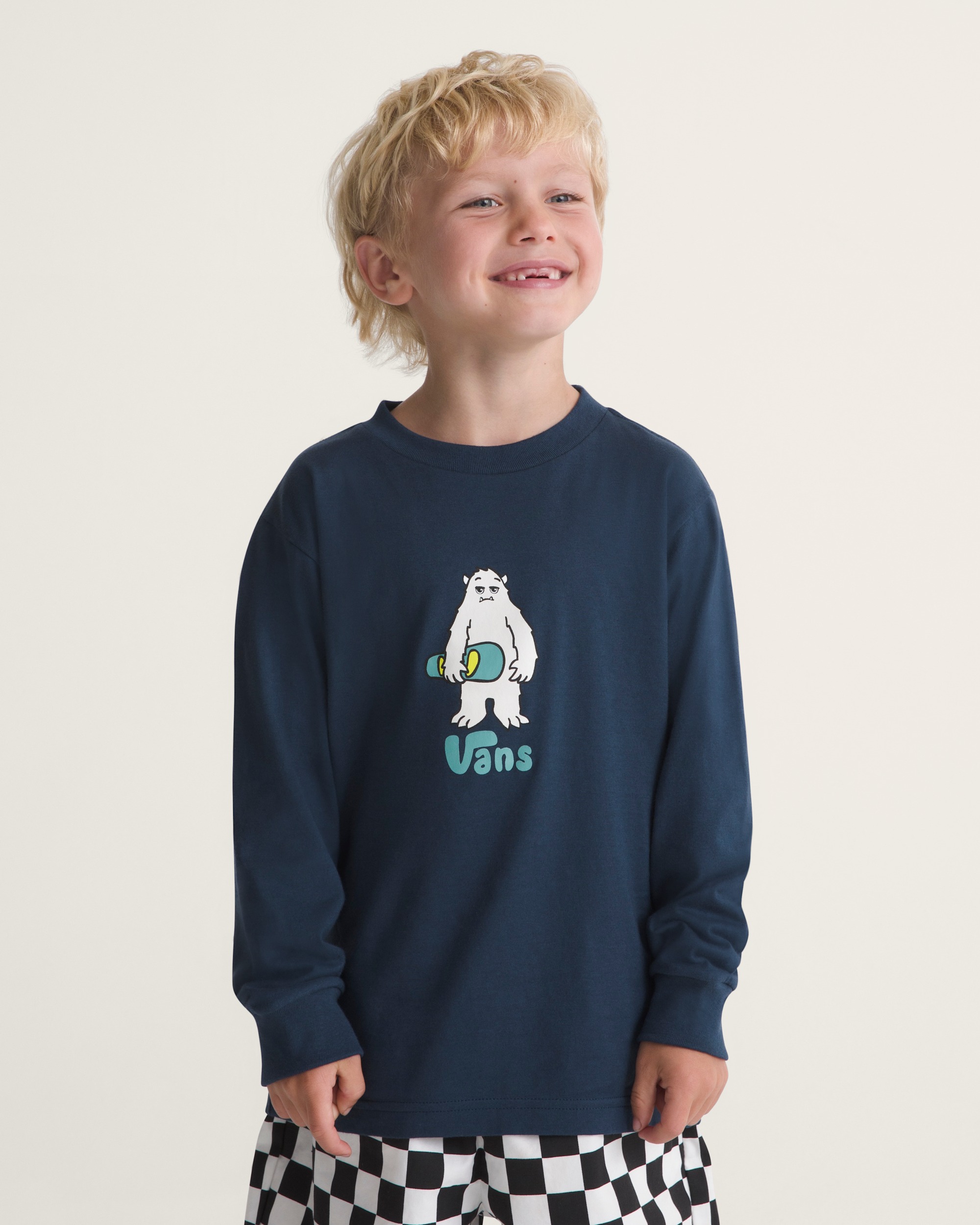 Little Kids Yeti Party Long Sleeve Tee VANS Dress Blues ALT2