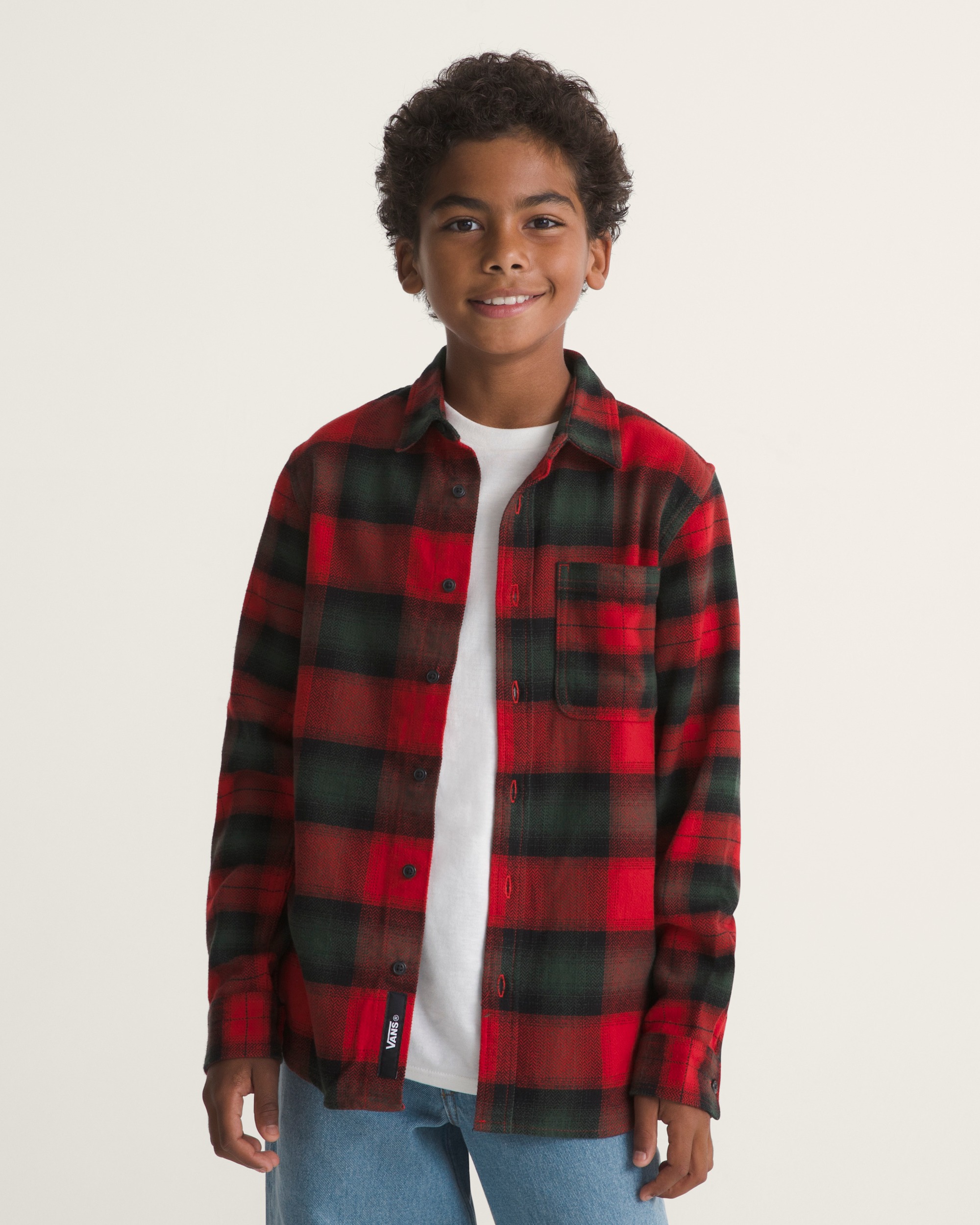 Kids Lawson Plaid Workwear Flannel Shirt VANS Racing Red ALT2