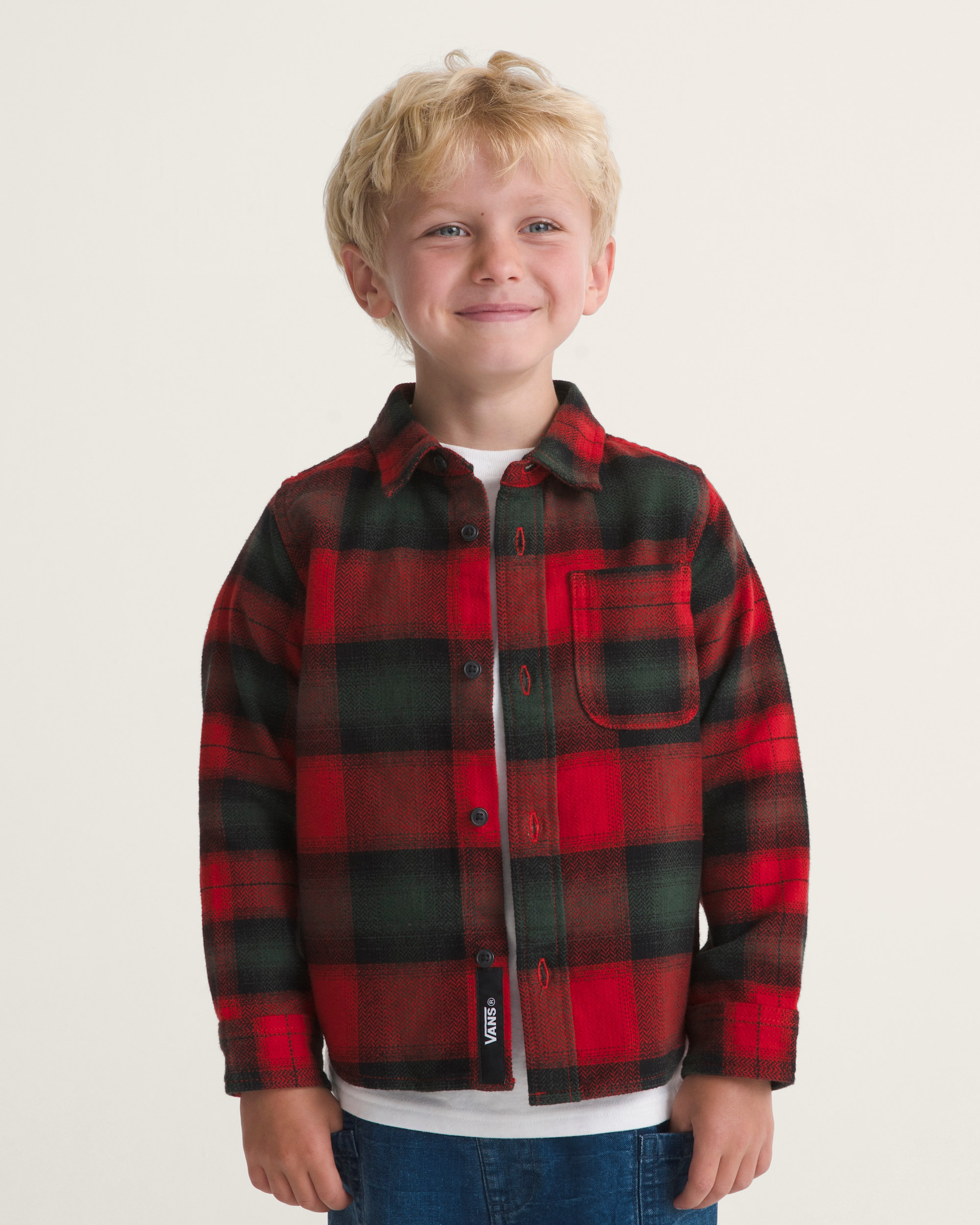 Little Kids Lawson Mixed Plaid Flannel Shirt VANS Racing Red ALT2