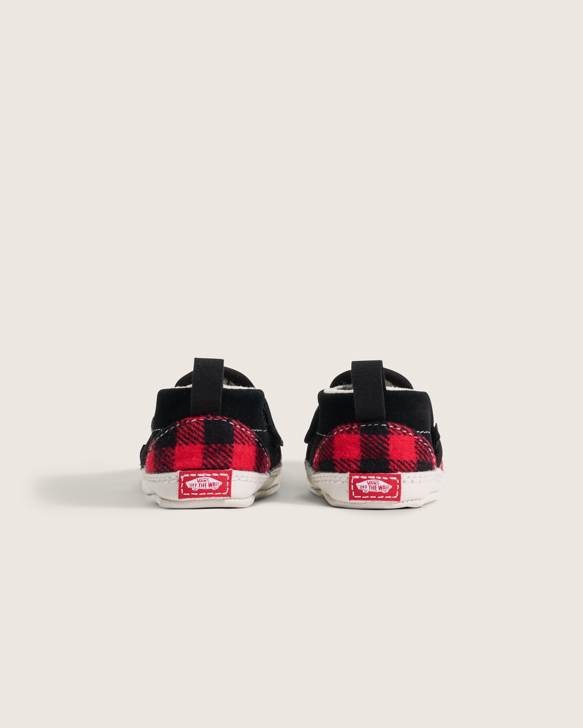 Infant Classic SlipOn V Crib Shoe VANS Buffalo Plaid Racing Red  Black ALT3