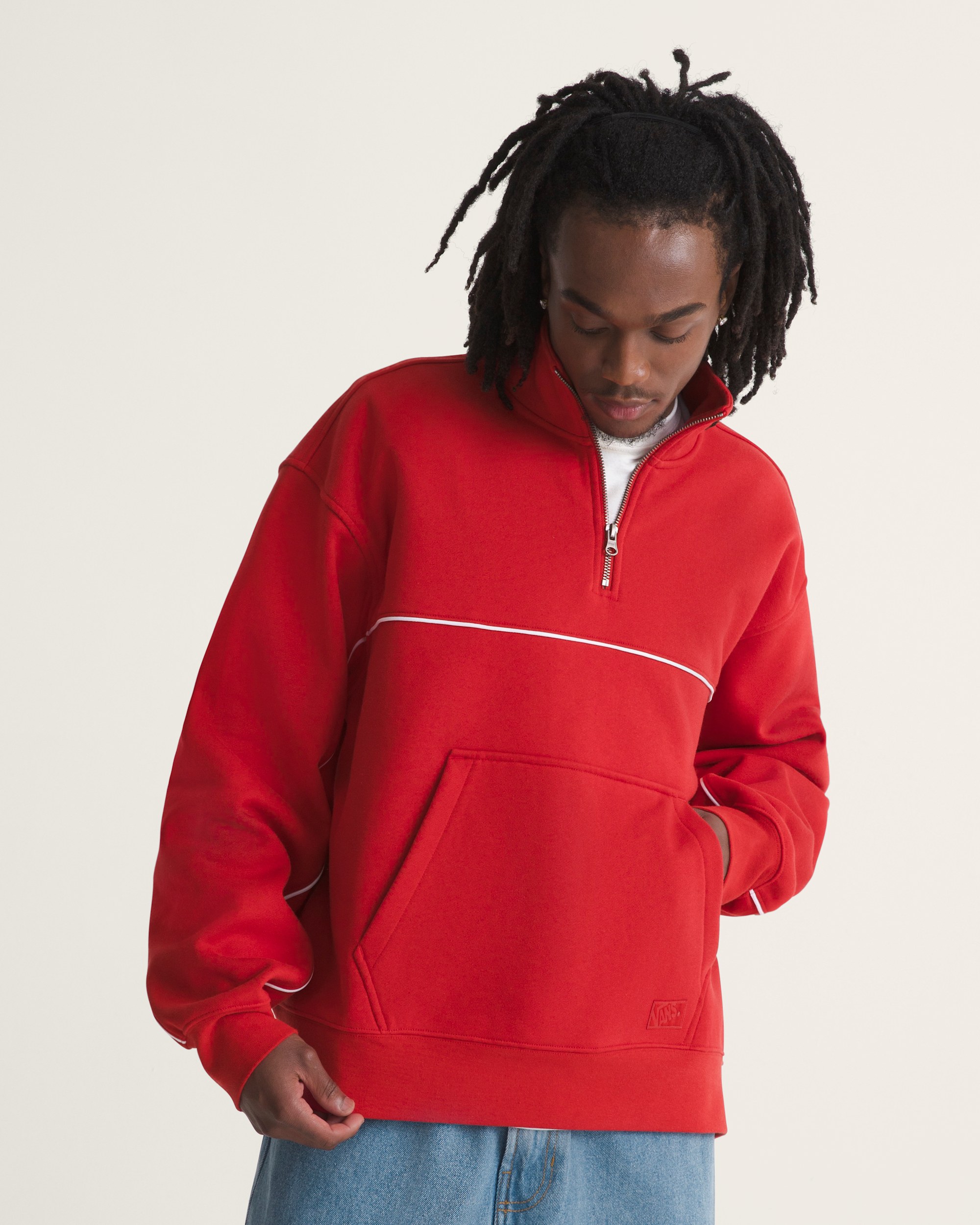 Blocked Qzip Pullover VANS Racing Red ALT2