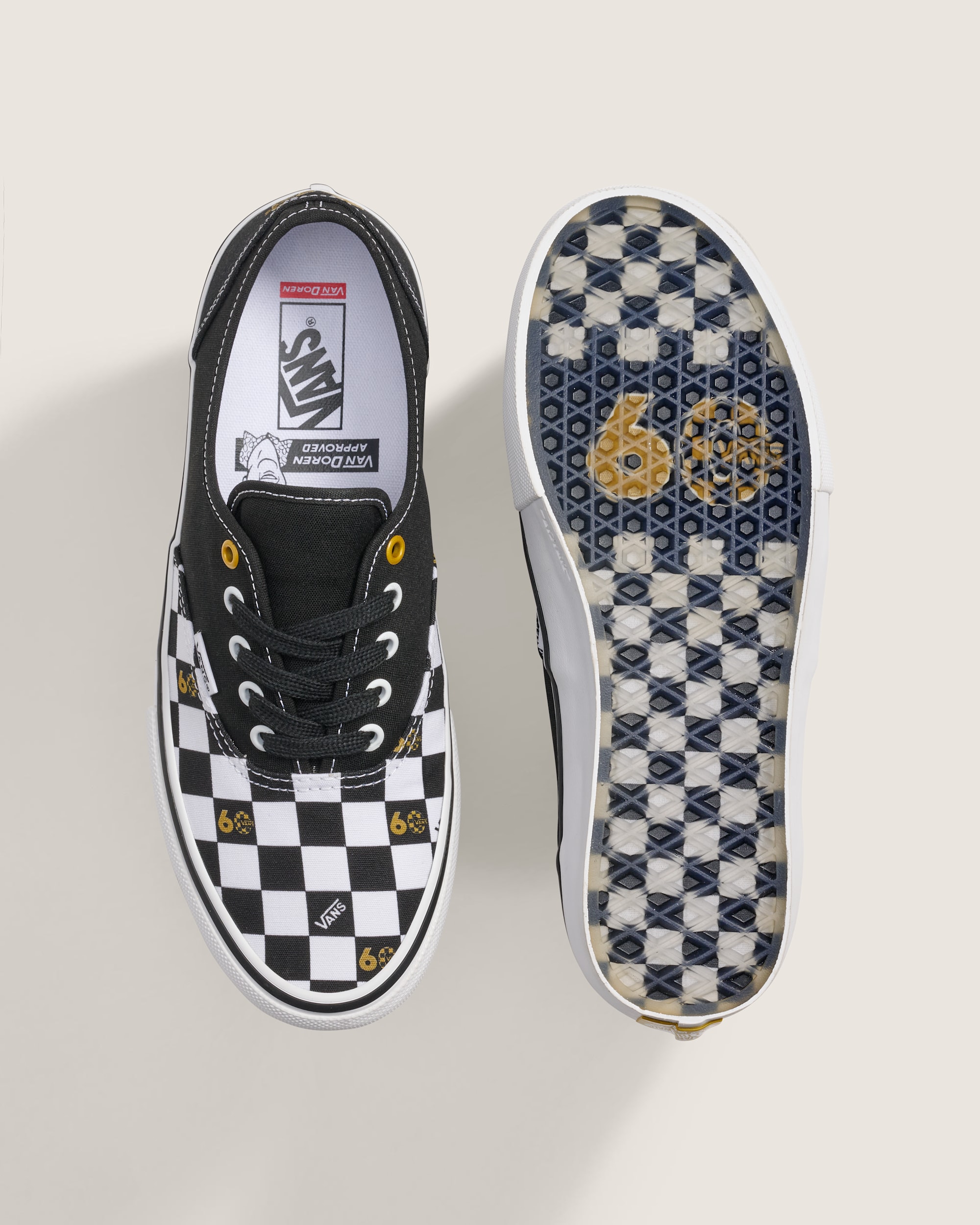 Van Doren Approved Skate Authentic Shoe VANS Checkerboard Black  True White ALT2