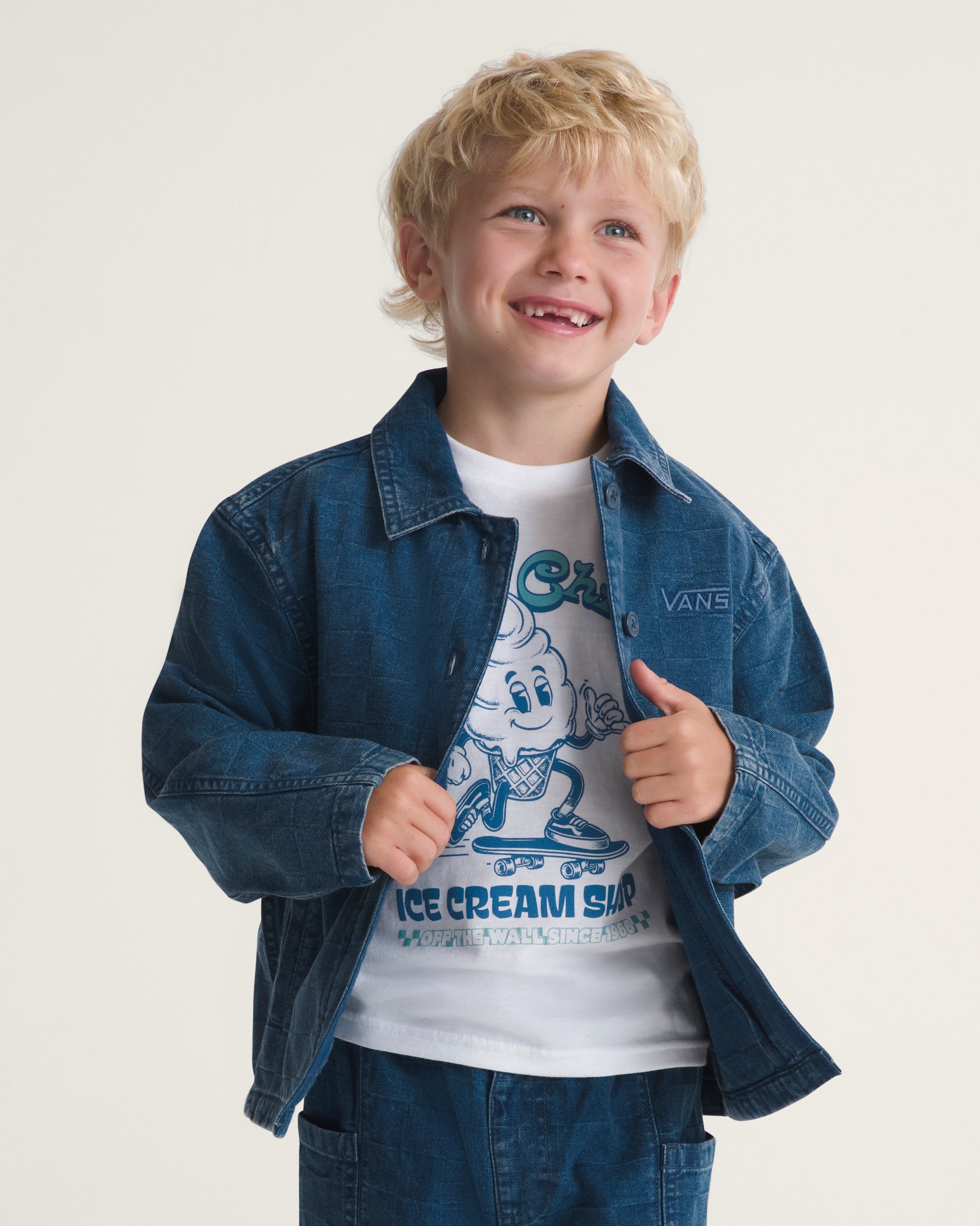 Little Kids Fullerton Denim Shacket VANS Indigo Blue ALT2