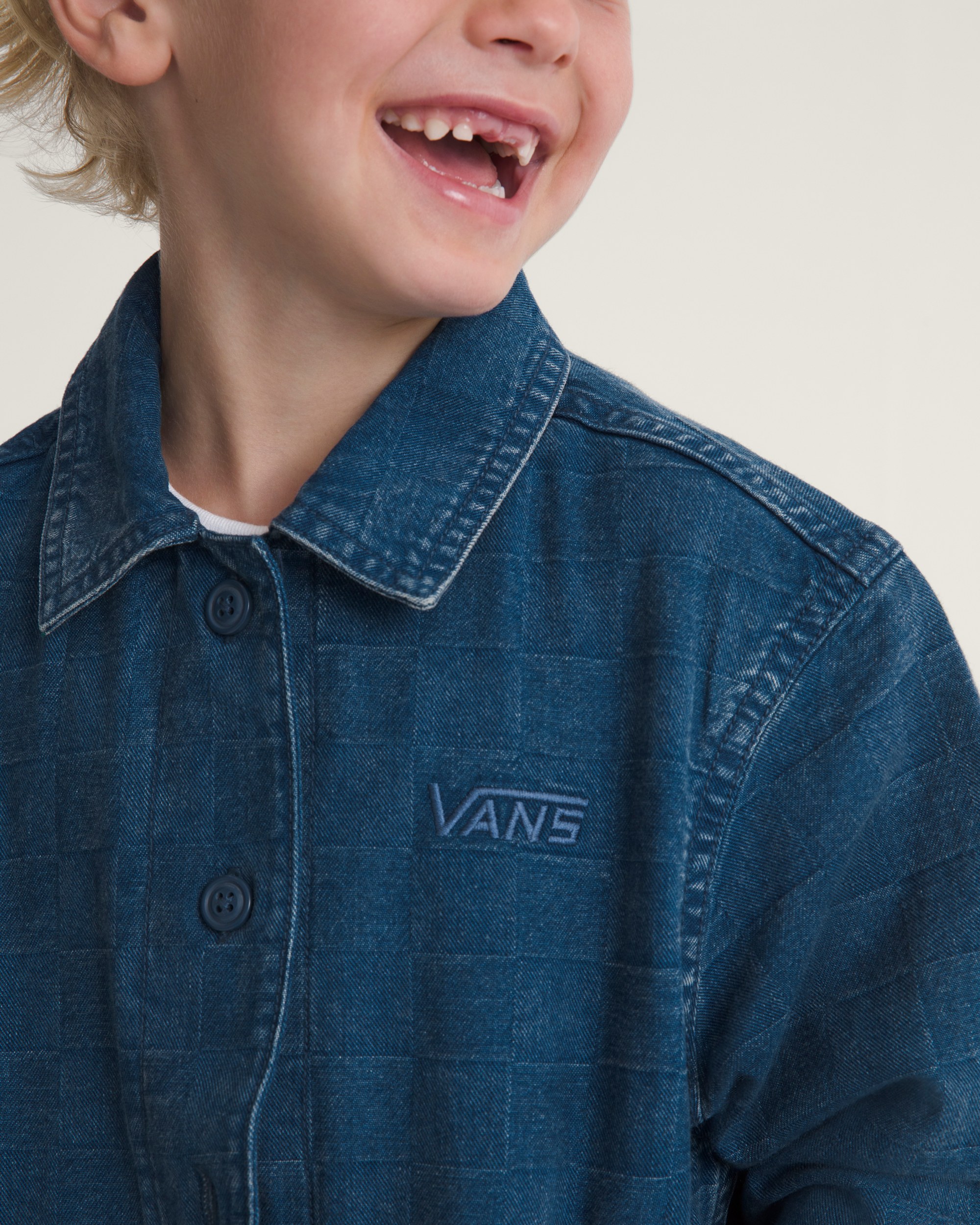 Little Kids Fullerton Denim Shacket VANS Indigo Blue ALT4