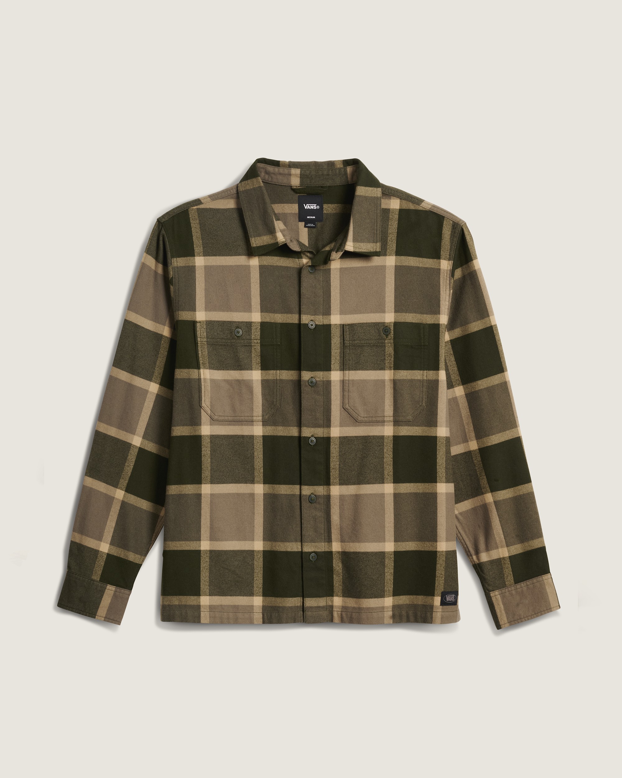 Larkspur Plaid Flannel Shirt VANS Obsidian Fern  Bungee Cord Brown HERO