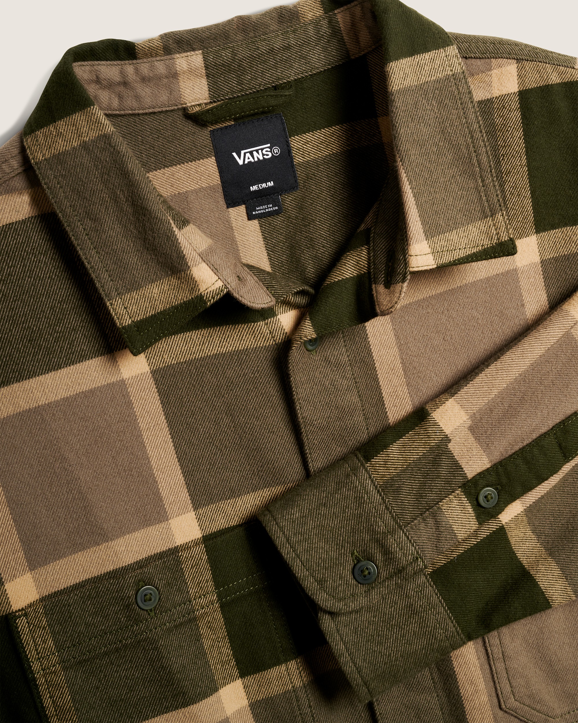 Larkspur Plaid Flannel Shirt VANS Obsidian Fern  Bungee Cord Brown ALT2