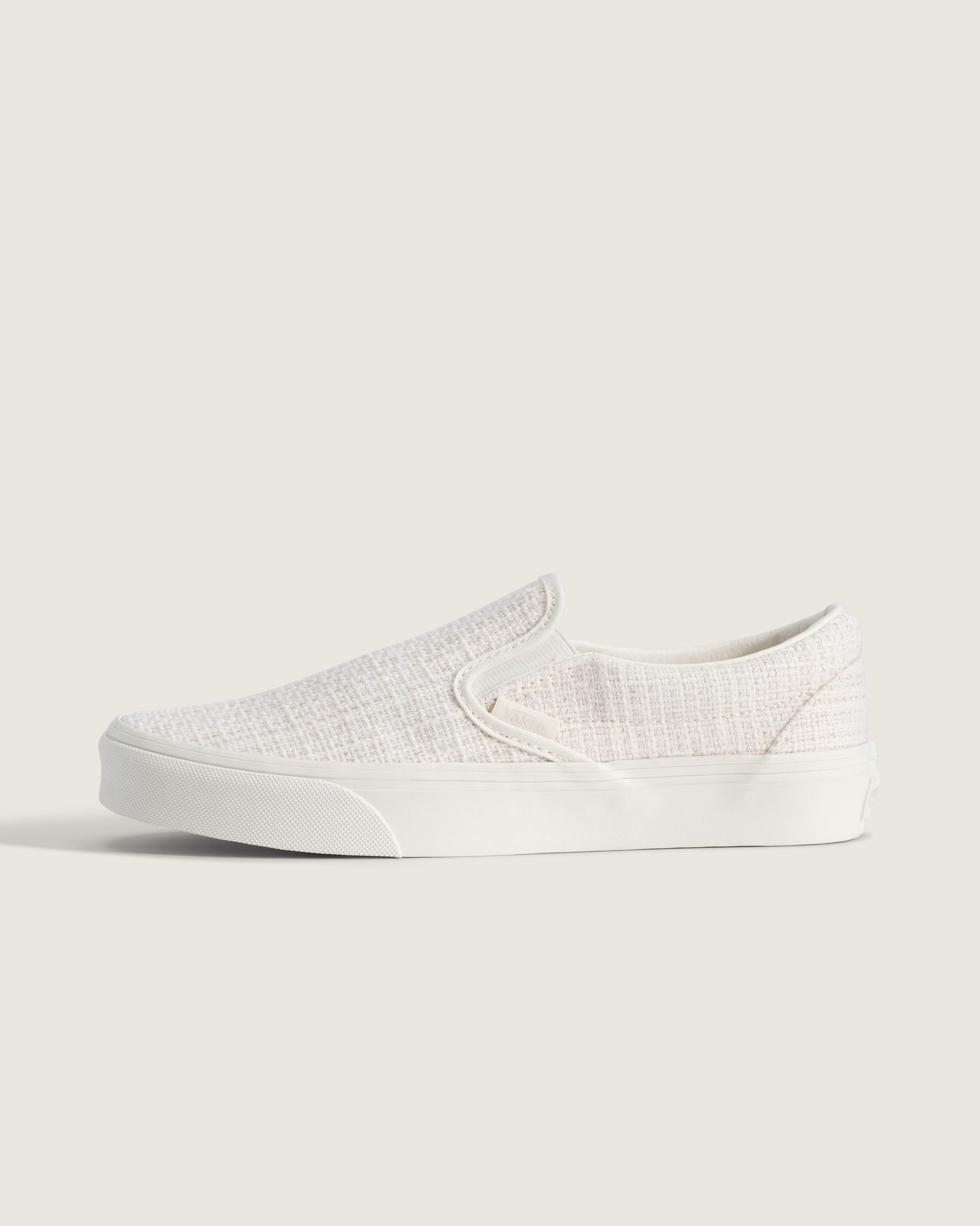 Classic SlipOn Shoe VANS Marshmallow White  Metallic Beige HERO