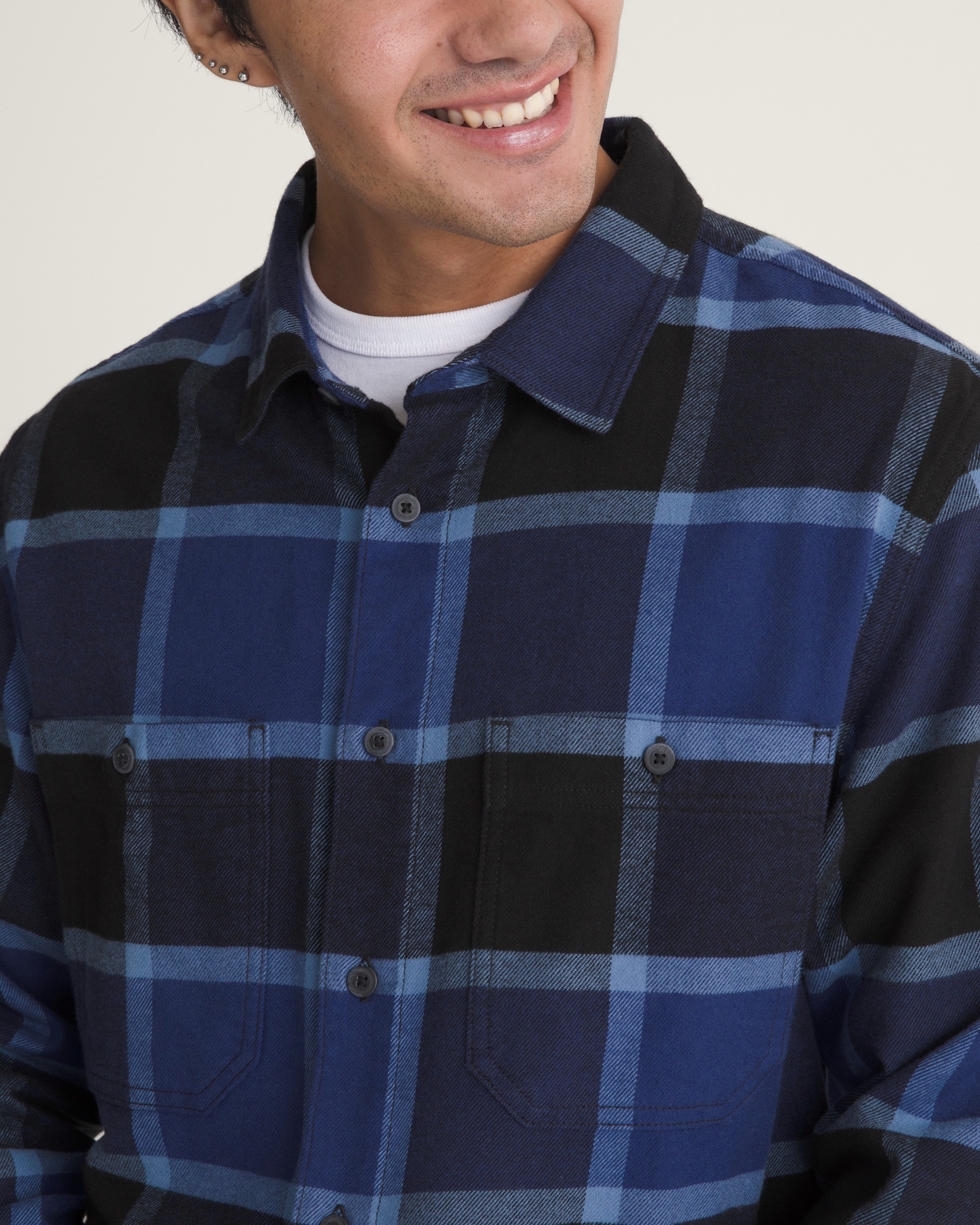 Larkspur Plaid Flannel Shirt VANS Black  True Navy ALT4