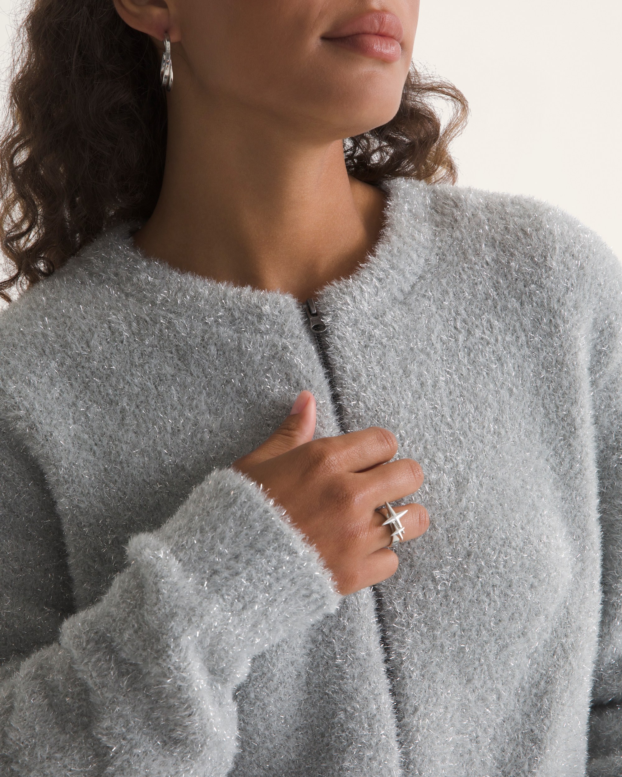 Puttin On the Glitz Cardigan VANS Cement Heather Grey ALT4