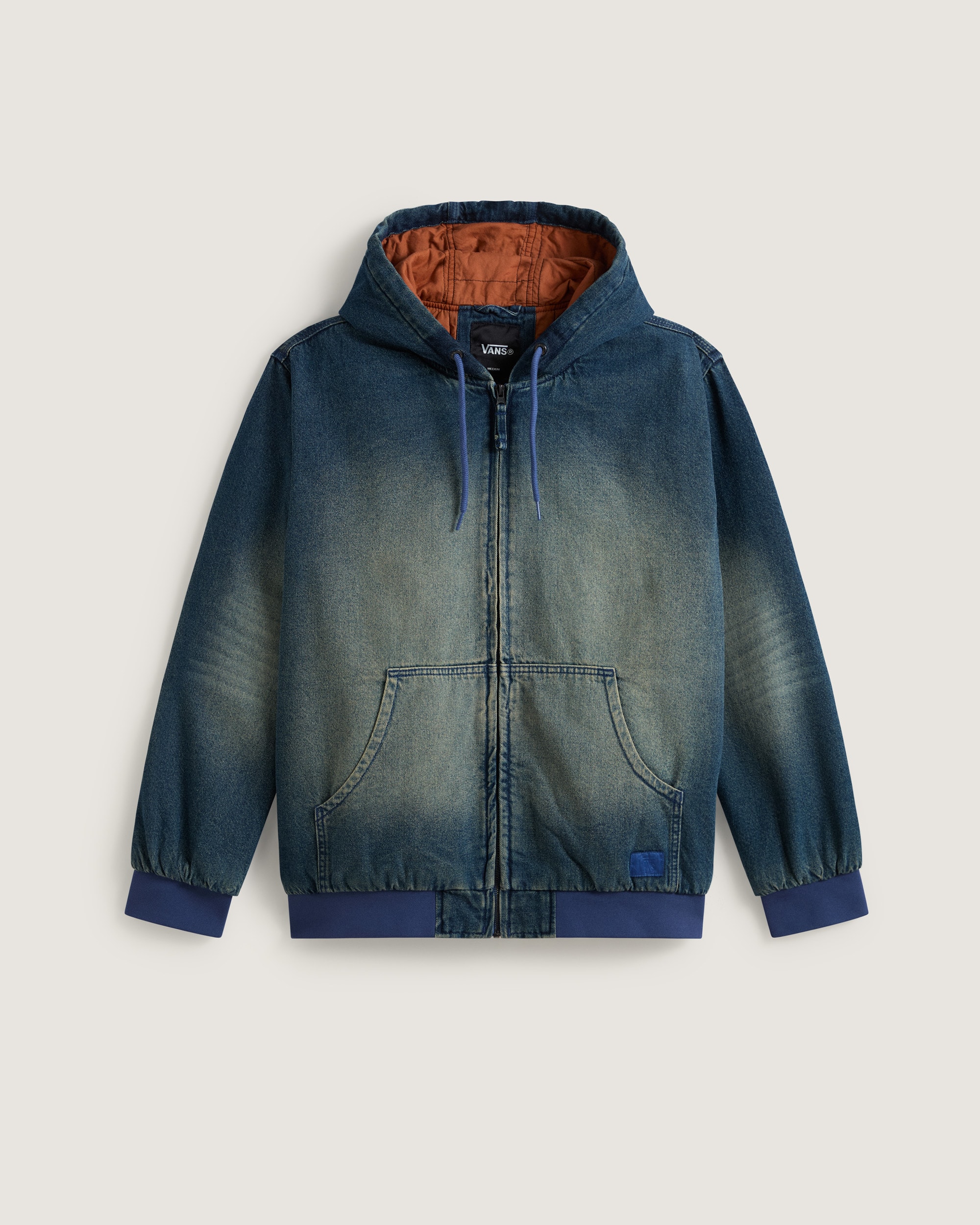 Eli Workwear Denim Full Zip Jacket VANS Dirty Medium Indigo Blue HERO
