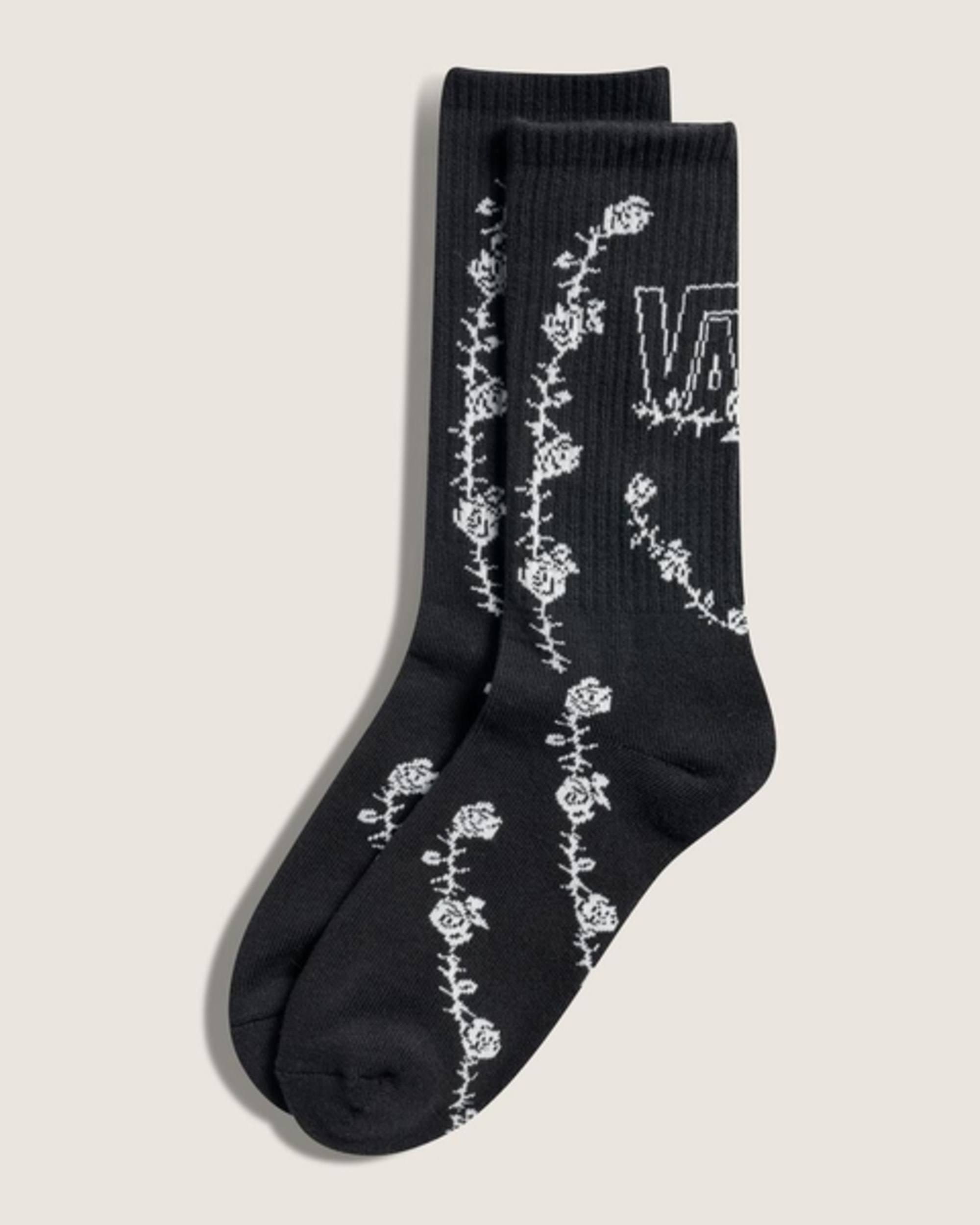 Rose And Thorns Crew Socks VANS Black  White HERO