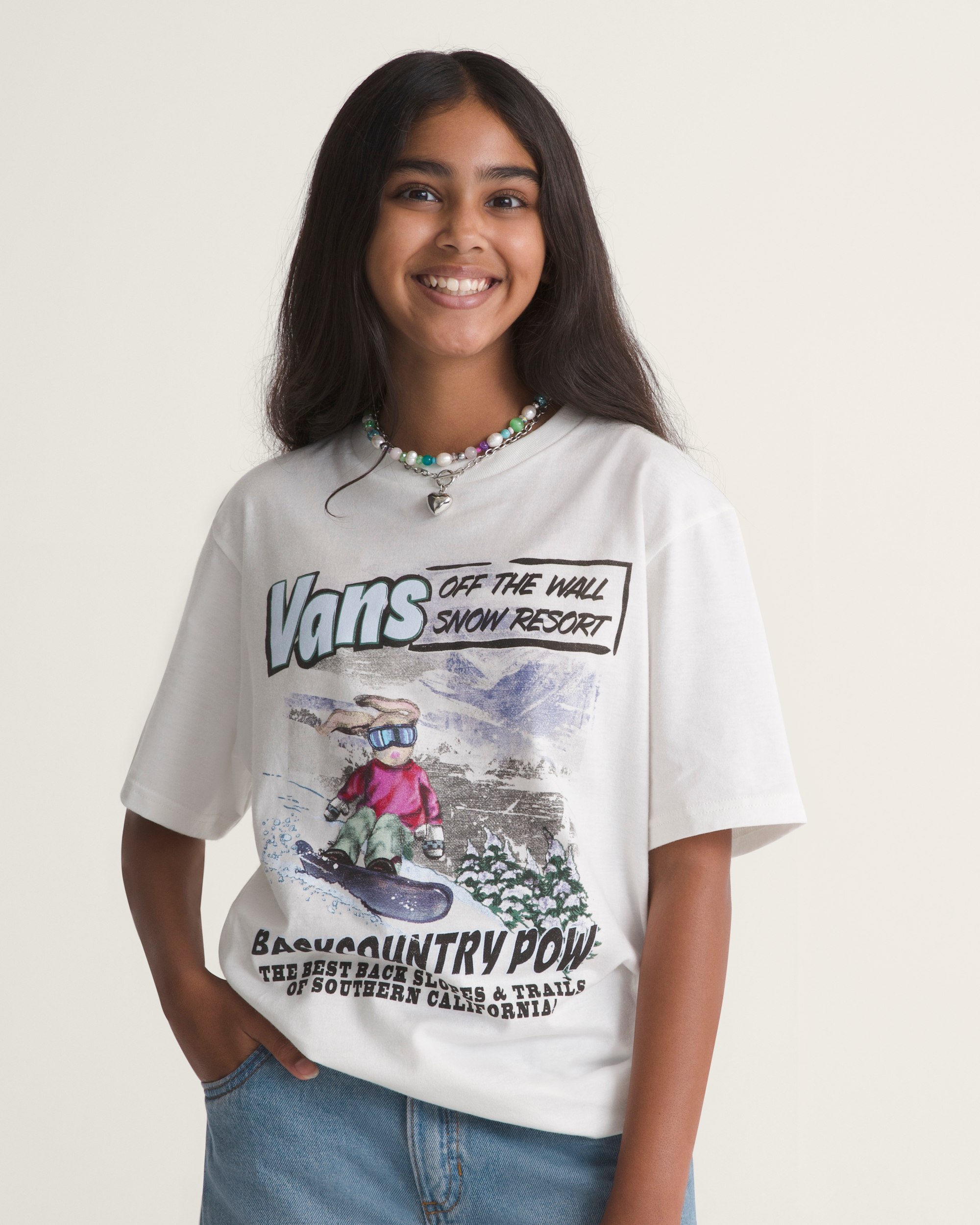 Kids Slope Bunny Short Sleeve Tee VANS Marshmallow White ALT2
