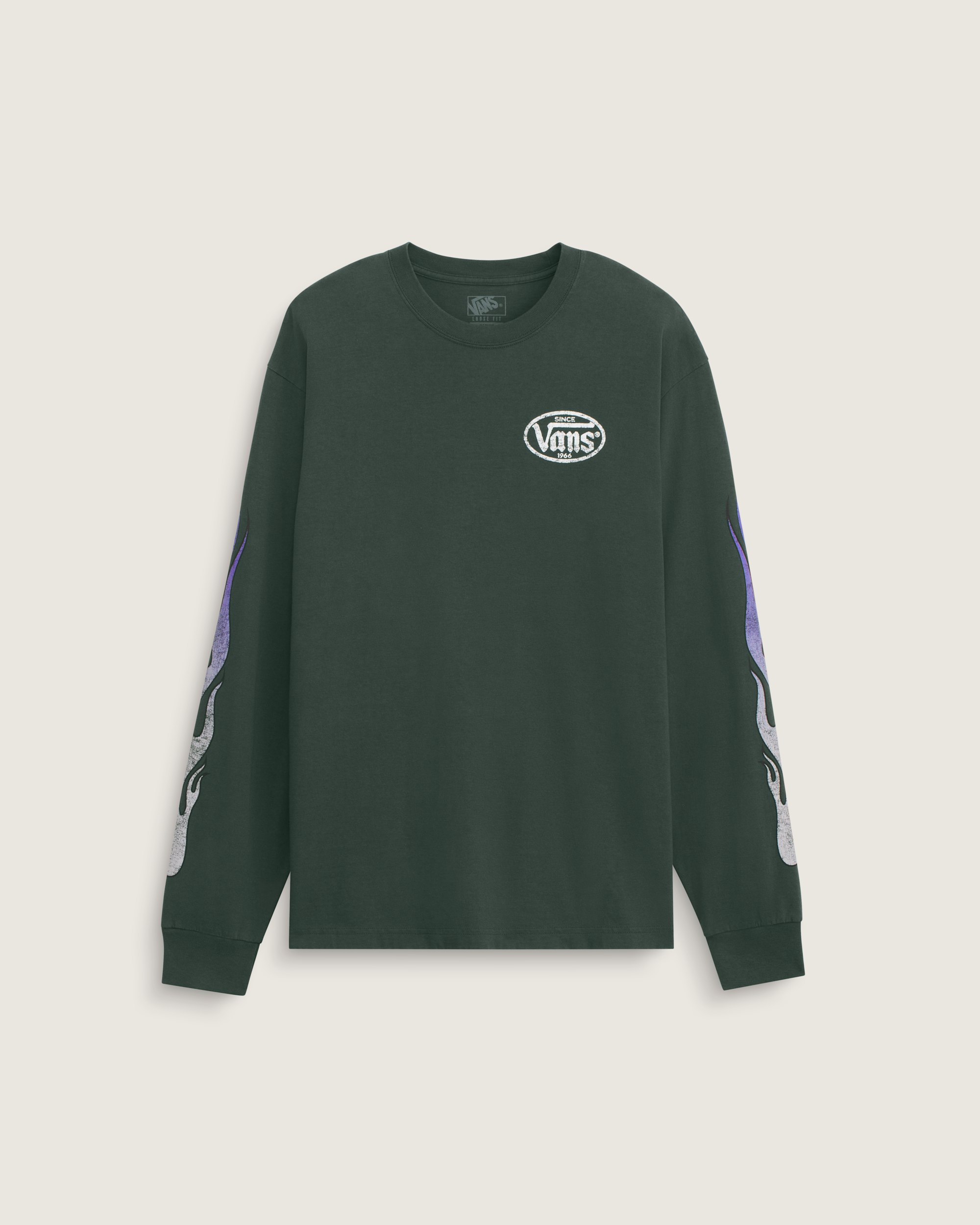 Burnin Up Long Sleeve Tee VANS Oil Green HERO