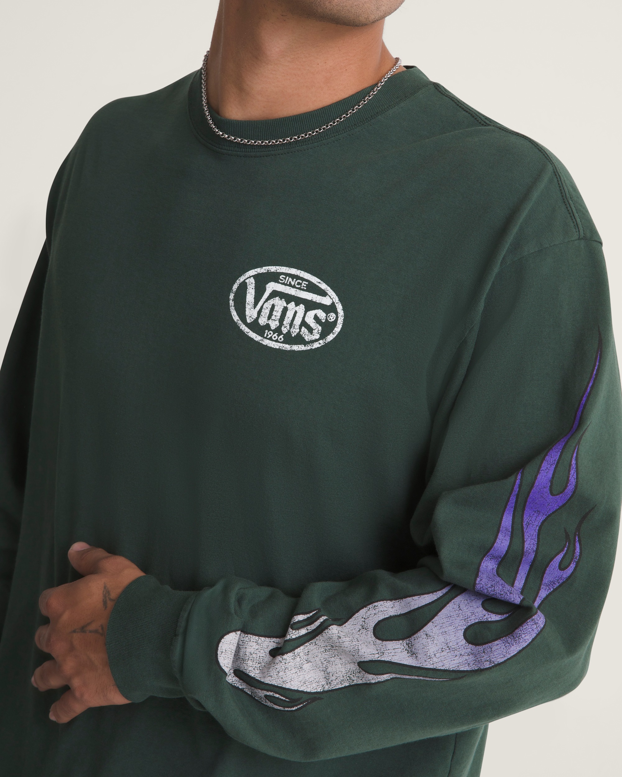 Burnin Up Long Sleeve Tee VANS Oil Green ALT4