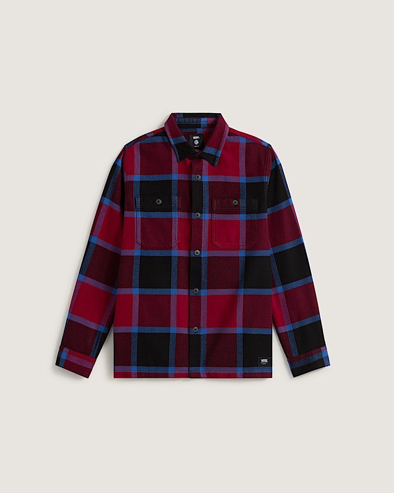 Checkerboard Long Sleeve Shirt en Heather Grey / Navy Blue | Vans CA