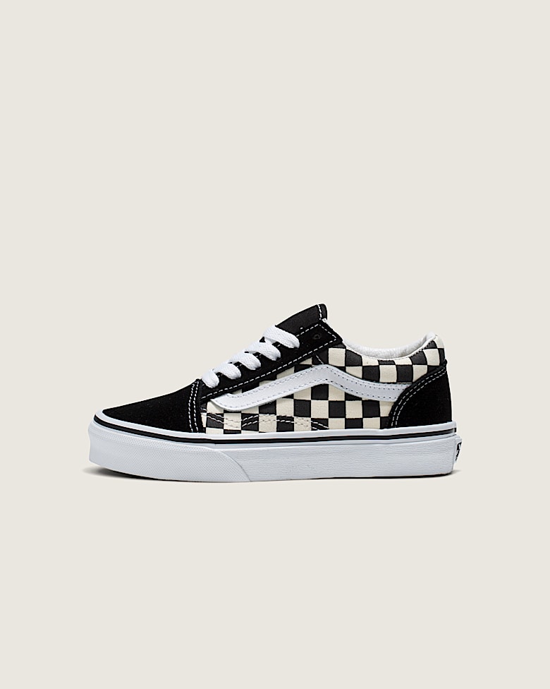 正式的 Black in Shoe Checkerboard Skool Knu Kids Little / Vans | White キッズ・ファミリー