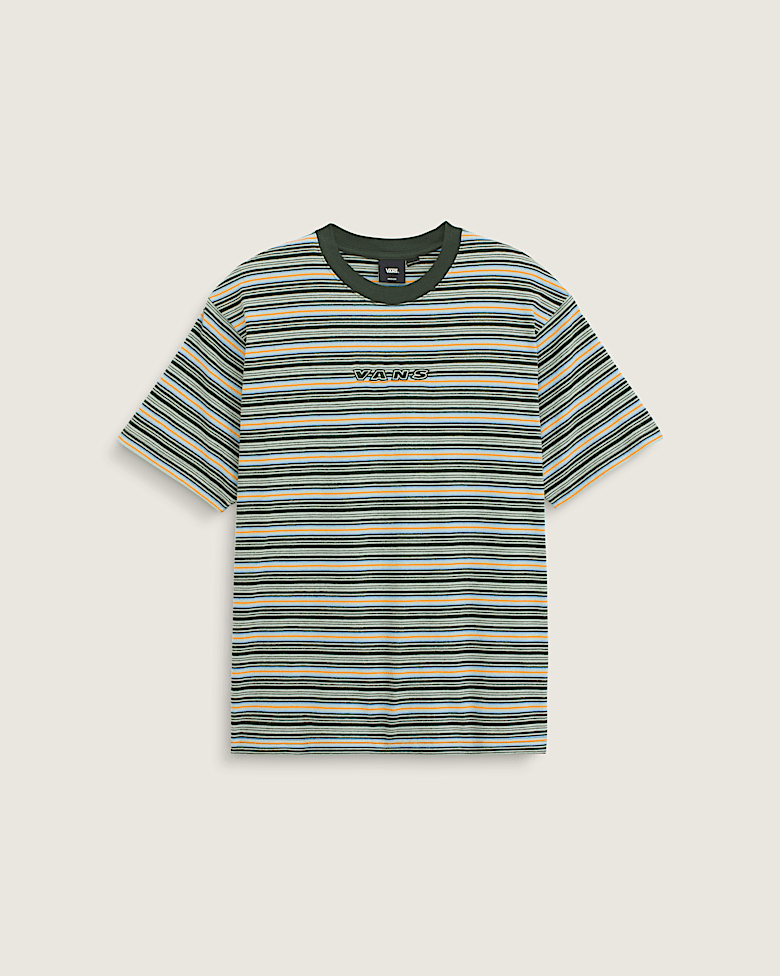 Braden Stripe Knit Shirt en Parisian Night Blue / Orange