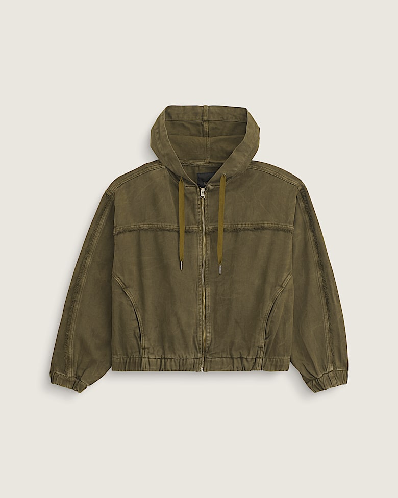 Hillgate Cropped Puffer Jacket in Grey Olive Green | Vans