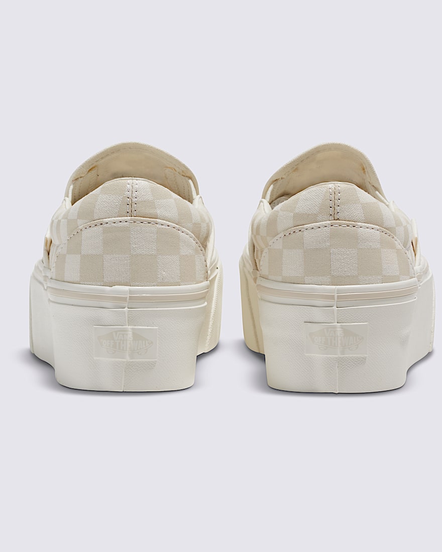 Classic SlipOn Platform Checkerboard Shoe VANS Checkerboard Marshmallow White Turtledove White ALT4