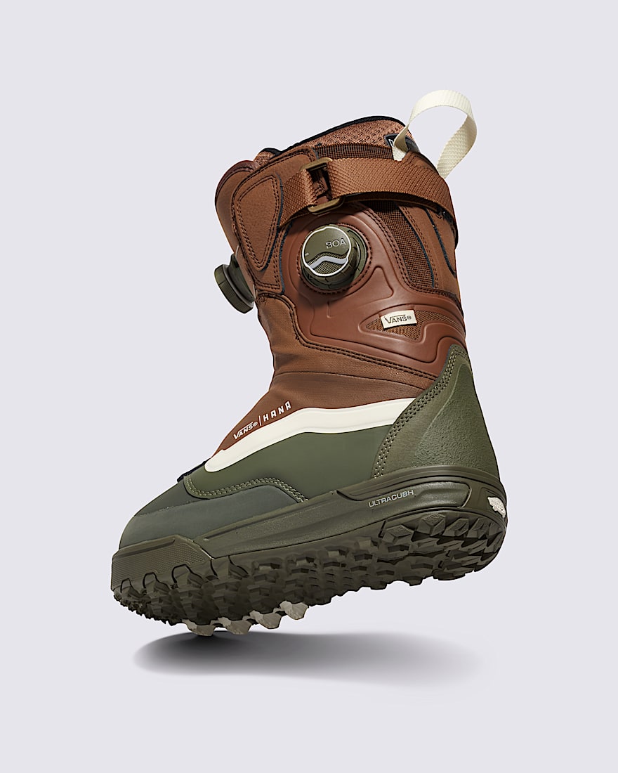 Womens Viaje Range Edition X Hana Beaman Snowboard Boot VANS Brown  Grape Leaf Green ALT3
