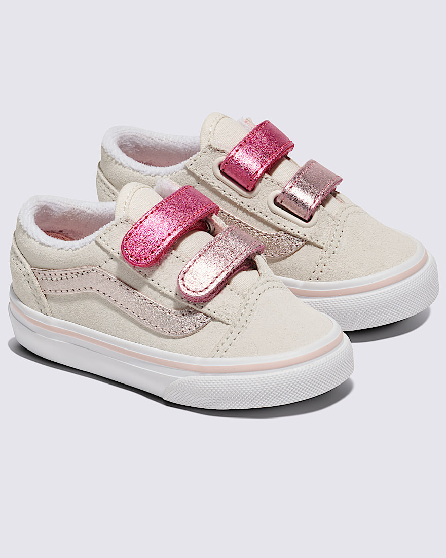 Toddler Old Skool V Shoe VANS Metallic Marshmallow White  Pink ALT1