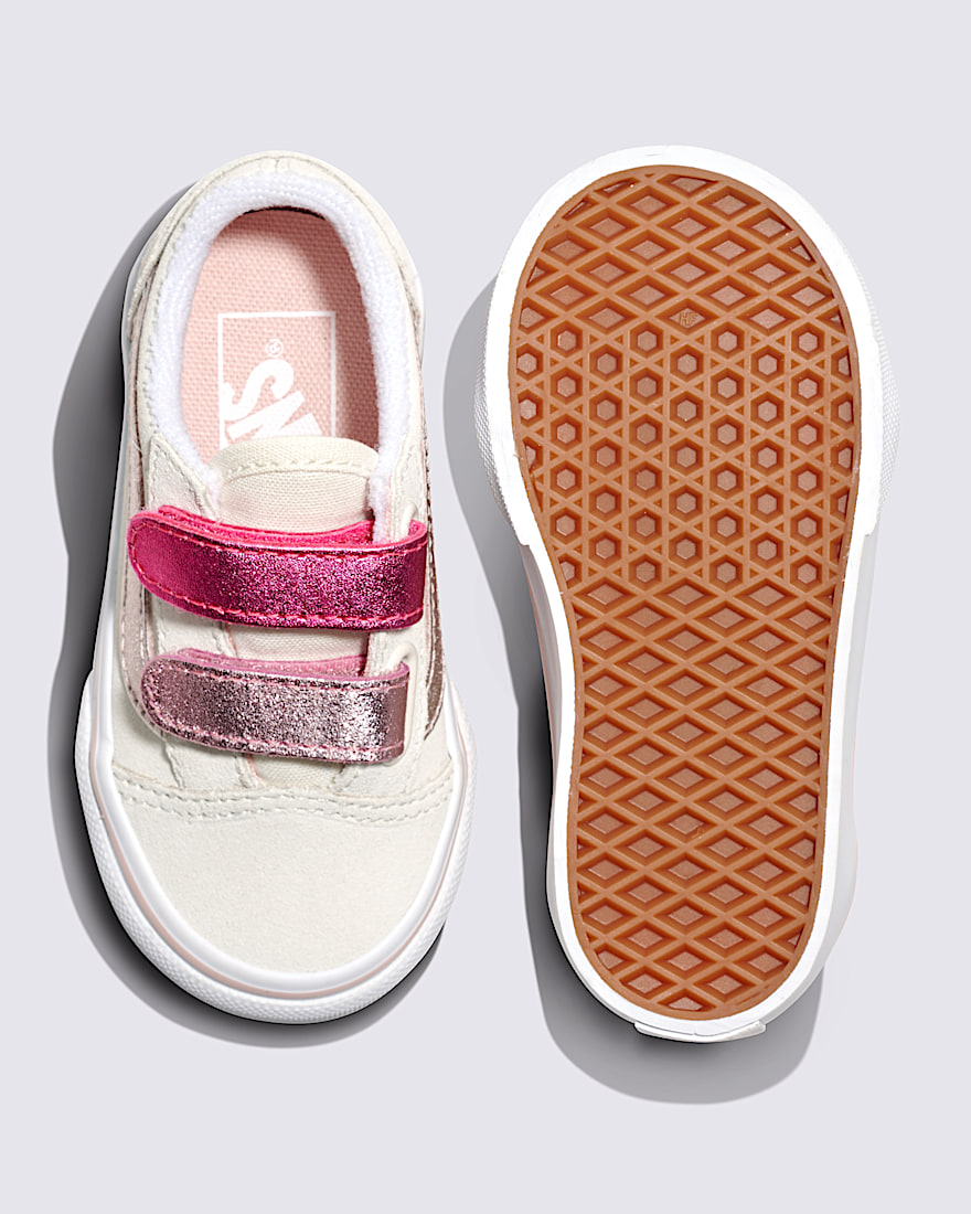 Toddler Old Skool V Shoe VANS Metallic Marshmallow White  Pink ALT2