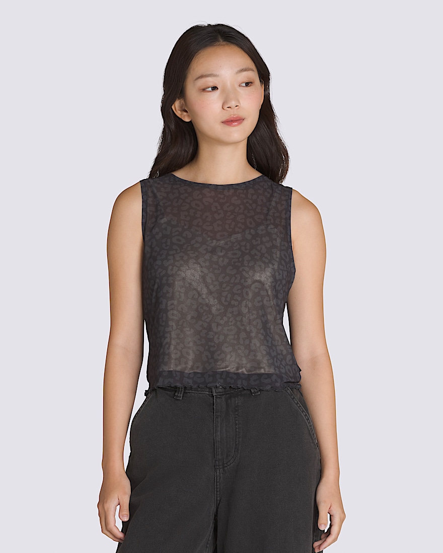 Mesh Satin Sleeveless Top