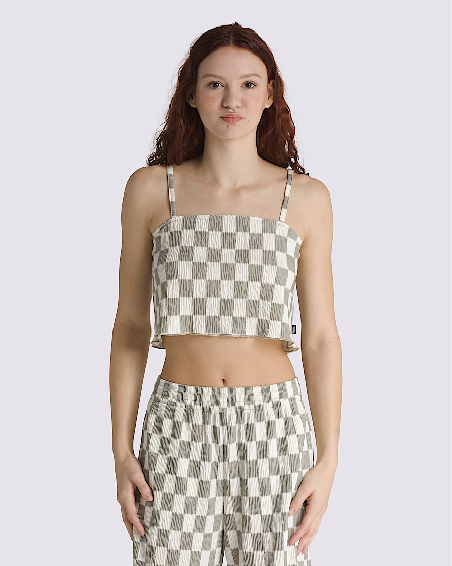 Wren Checkerboard Cami Top VANS Checkerboard London Fog Grey White HERO