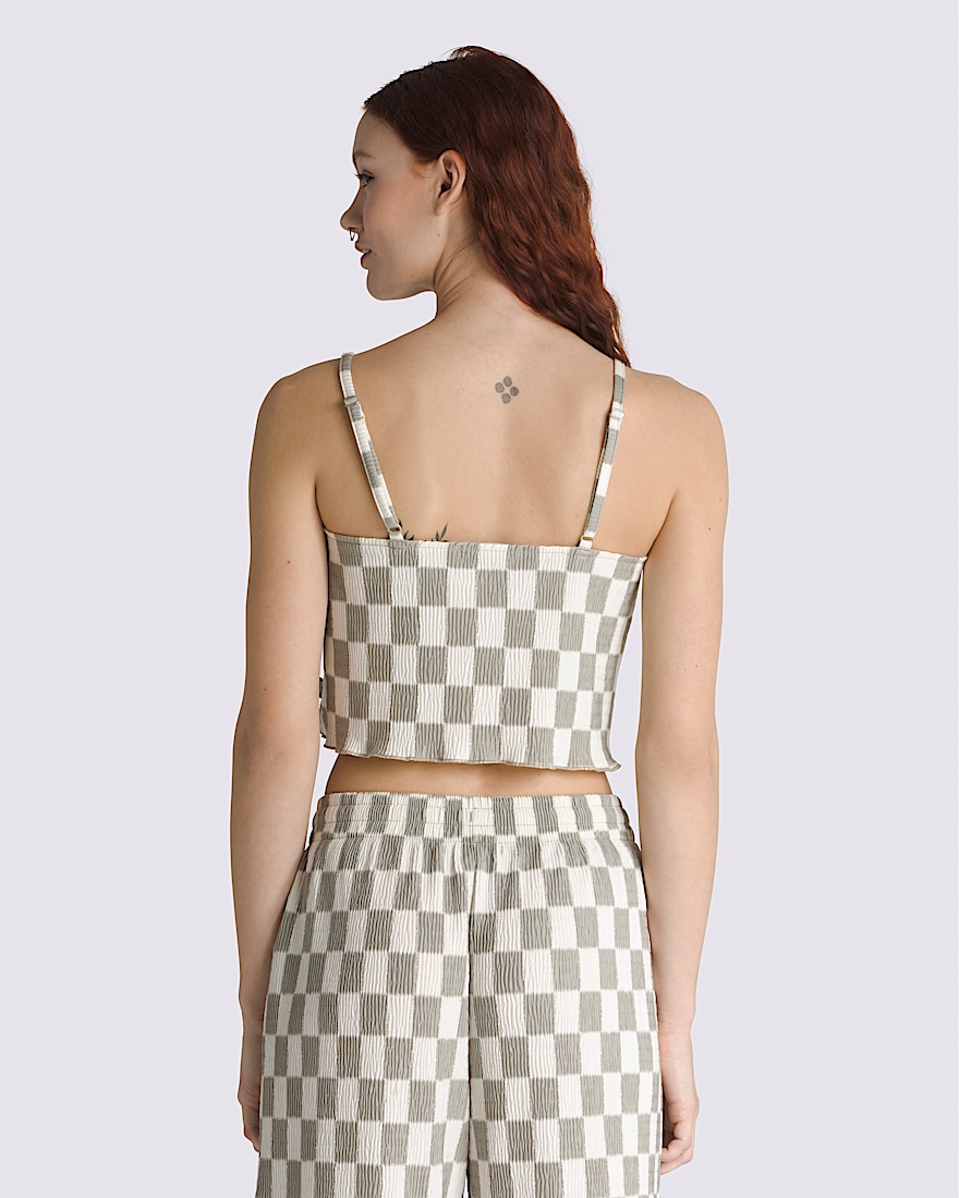 Wren Checkerboard Cami Top VANS Checkerboard London Fog Grey White ALT1