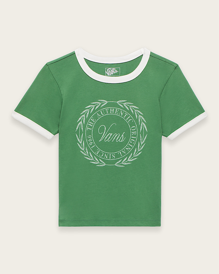 Crest Ringer TShirt VANS Fairway Green FLATLAY