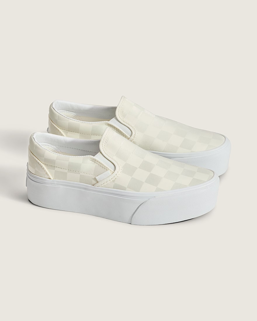 Classic SlipOn Stackform Checkerboard Shoe VANS White ALT2