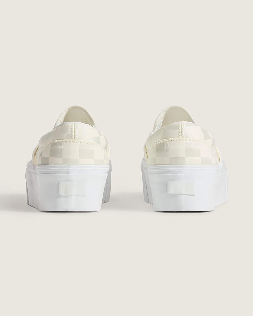 Classic SlipOn Stackform Checkerboard Shoe VANS White ALT4