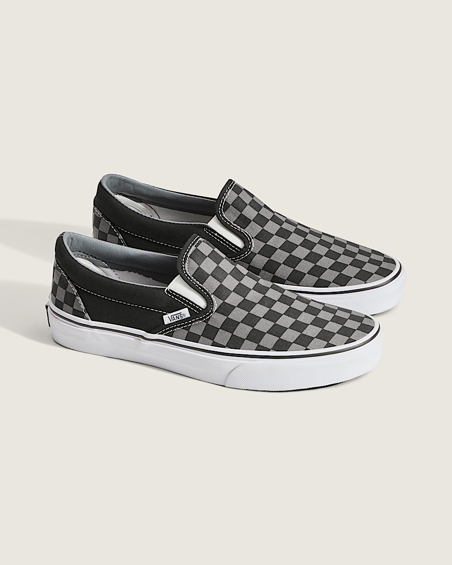 Classic SlipOn Checkerboard Shoe VANS Checkerboard Black  Pewter Grey ALT3