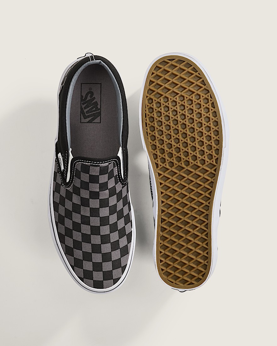 Classic SlipOn Checkerboard Shoe VANS Checkerboard Black  Pewter Grey ALT4