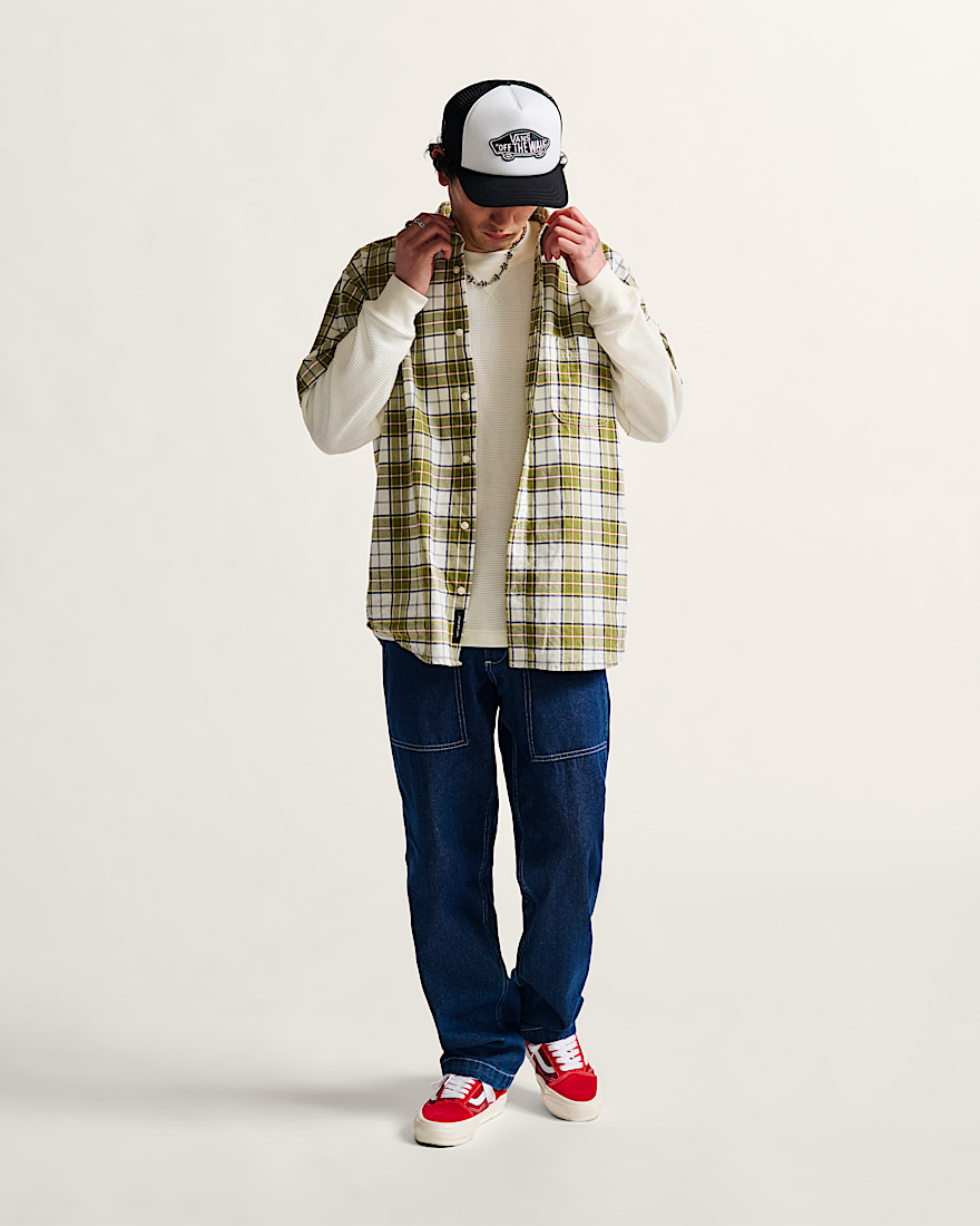 Lawson Solid Woven Shirt VANS Marshmallow White  Olive Green ALT2