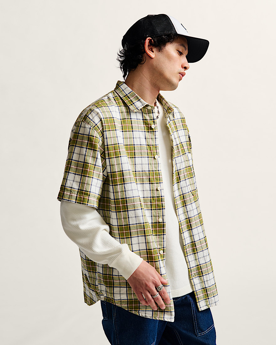 Lawson Solid Woven Shirt VANS Marshmallow White  Olive Green ALT1