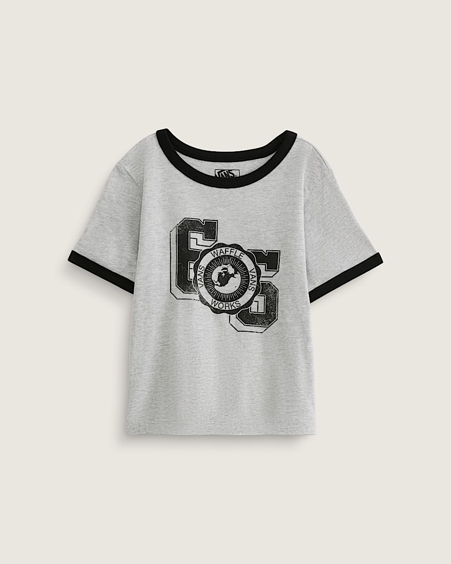 Campus Tour Ringer TShirt VANS Heather Grey  Black HERO