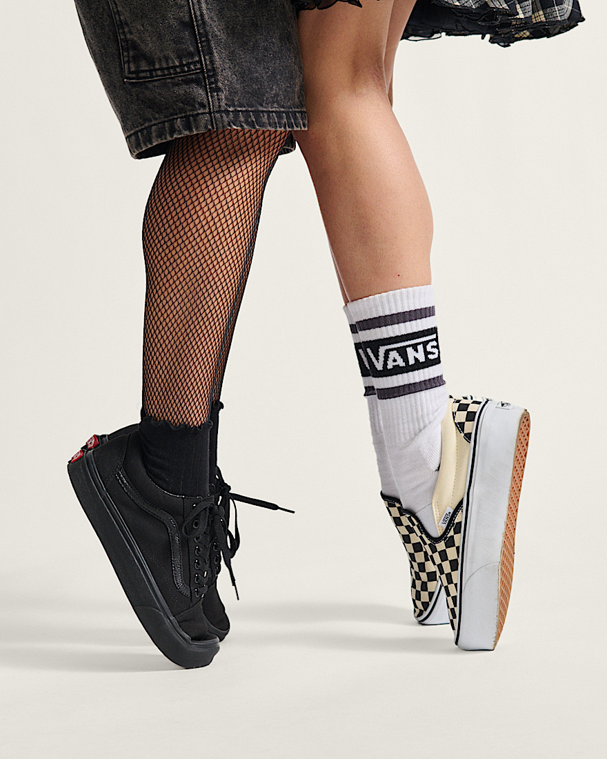Classic SlipOn Stackform Checkerboard Shoe VANS Checkerboard Black  Classic White ALT2