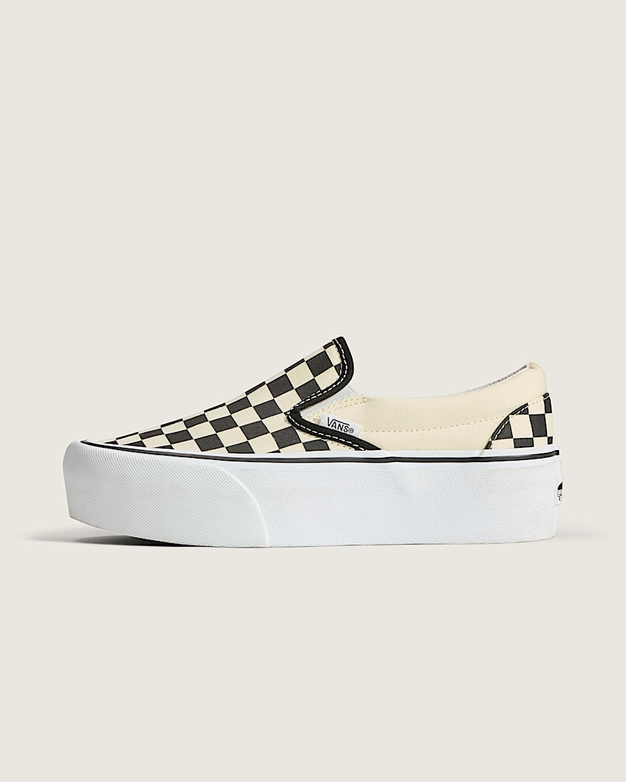 Classic SlipOn Platform Checkerboard Shoe VANS Checkerboard Black  Classic White HERO