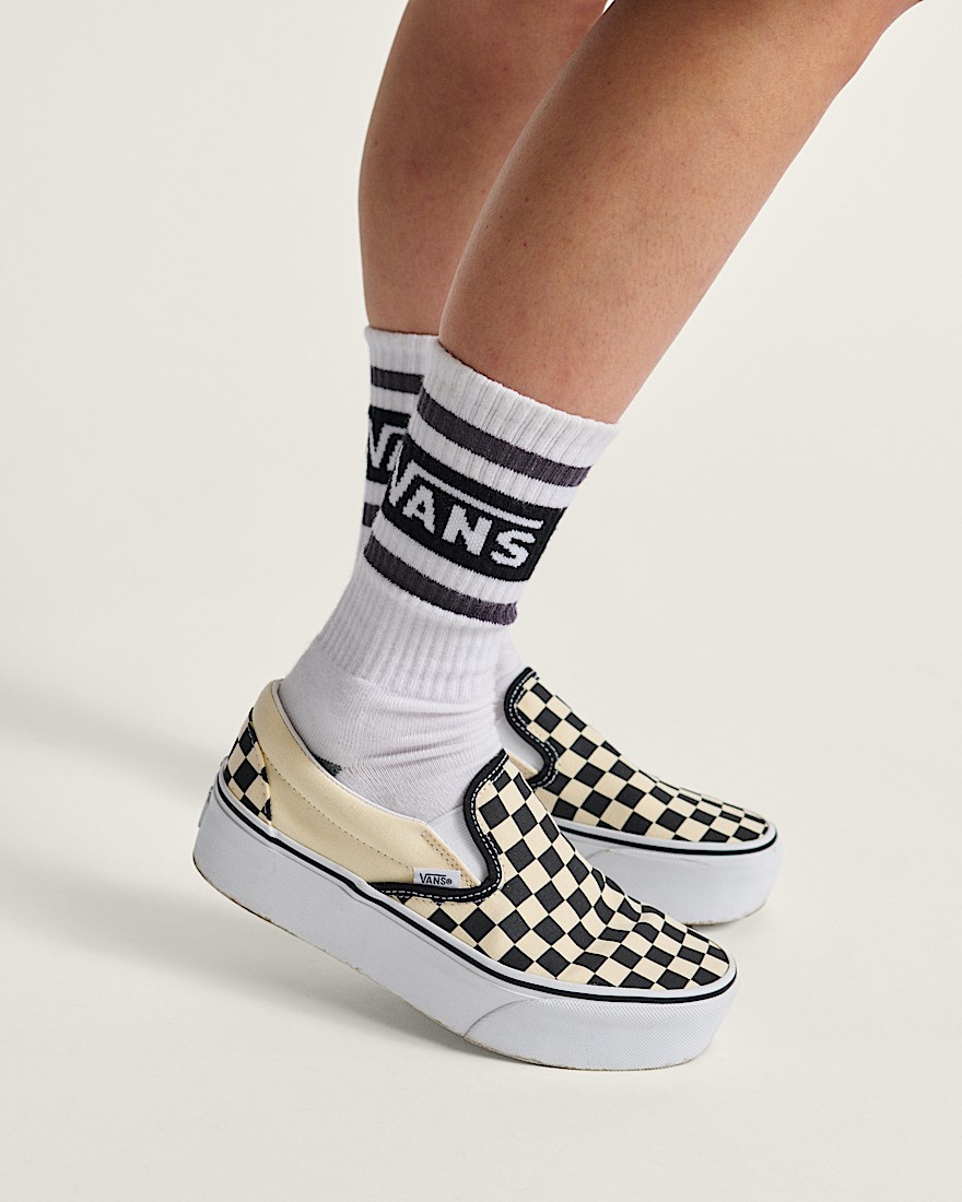 Classic SlipOn Stackform Checkerboard Shoe VANS Checkerboard Black  Classic White ALT1