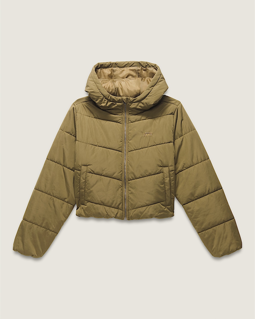 Foundry Crop Puff Hooded Jacket VANS Gothic Olive Brown Green ALT4