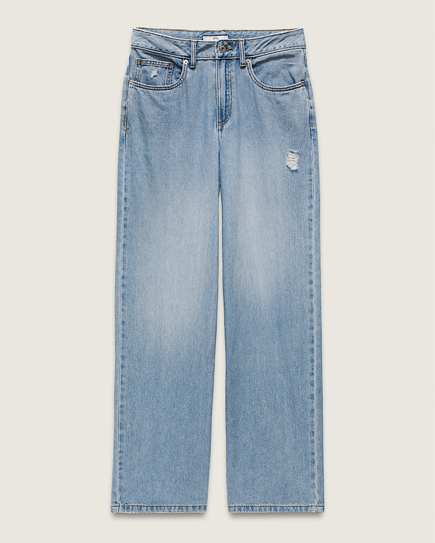 Pantalon puddle Sirelle en denim  5 poches VANS Bleu stonewash FLATLAY