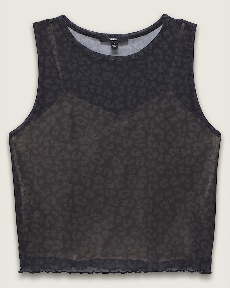 Mesh Satin Sleeveless Top - 1