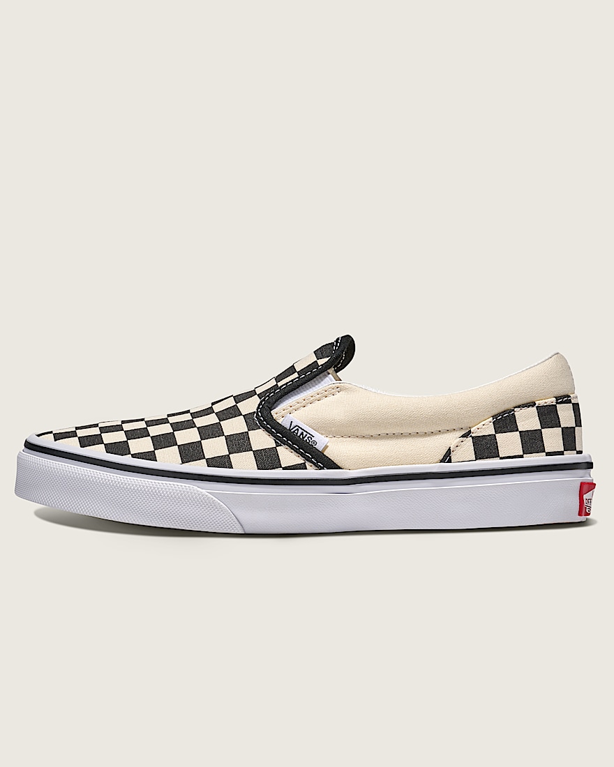 Big Kids Classic SlipOn Checkerboard Shoe VANS Checkerboard Black White HERO