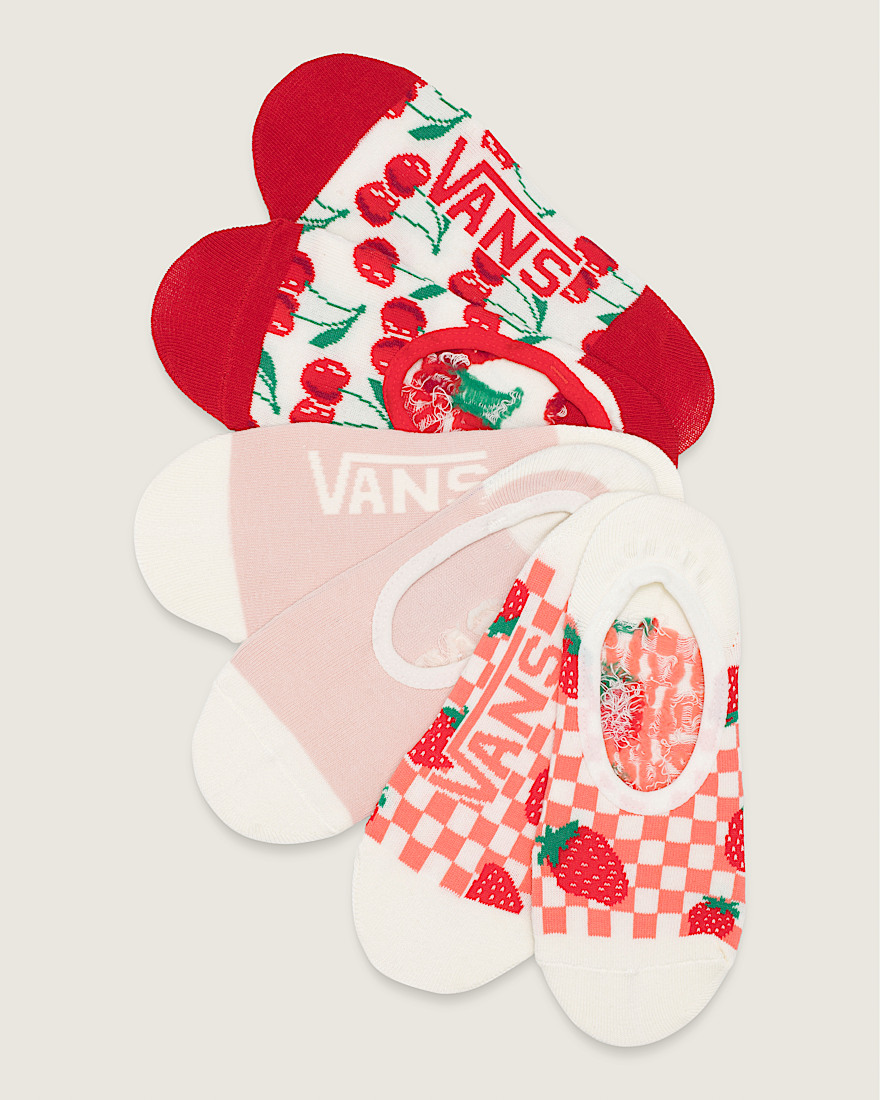Kids Printed Canoodle Socks 3Pack VANS Sepia Rose Pink  Red  White HERO