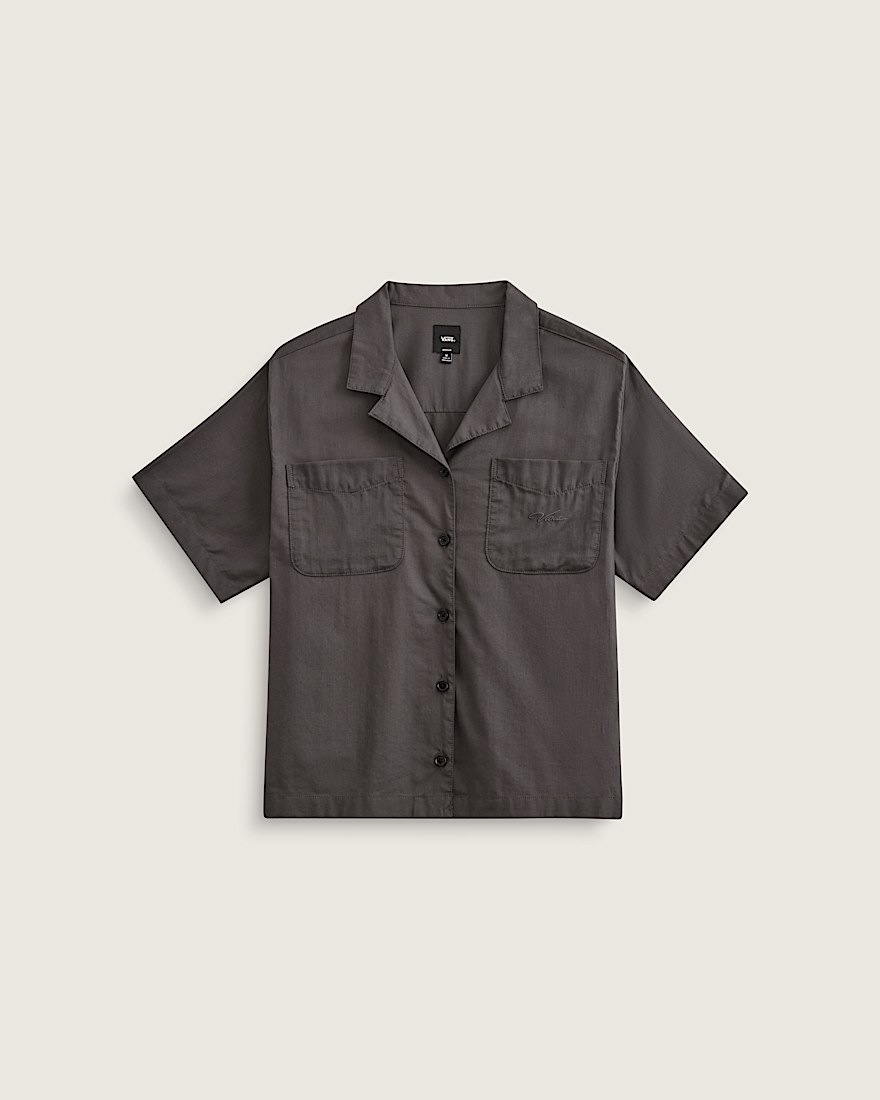 Cassidy Camp Shirt VANS Asphalt Grey FLATLAY