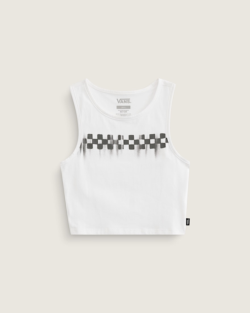 Checkerboard Fitted Crop Tank Top VANS White Black FLATLAY