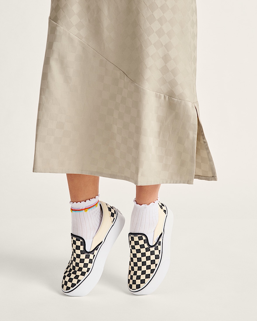 Classic SlipOn Stackform Checkerboard Shoe VANS Checkerboard Black  Classic White ALT7